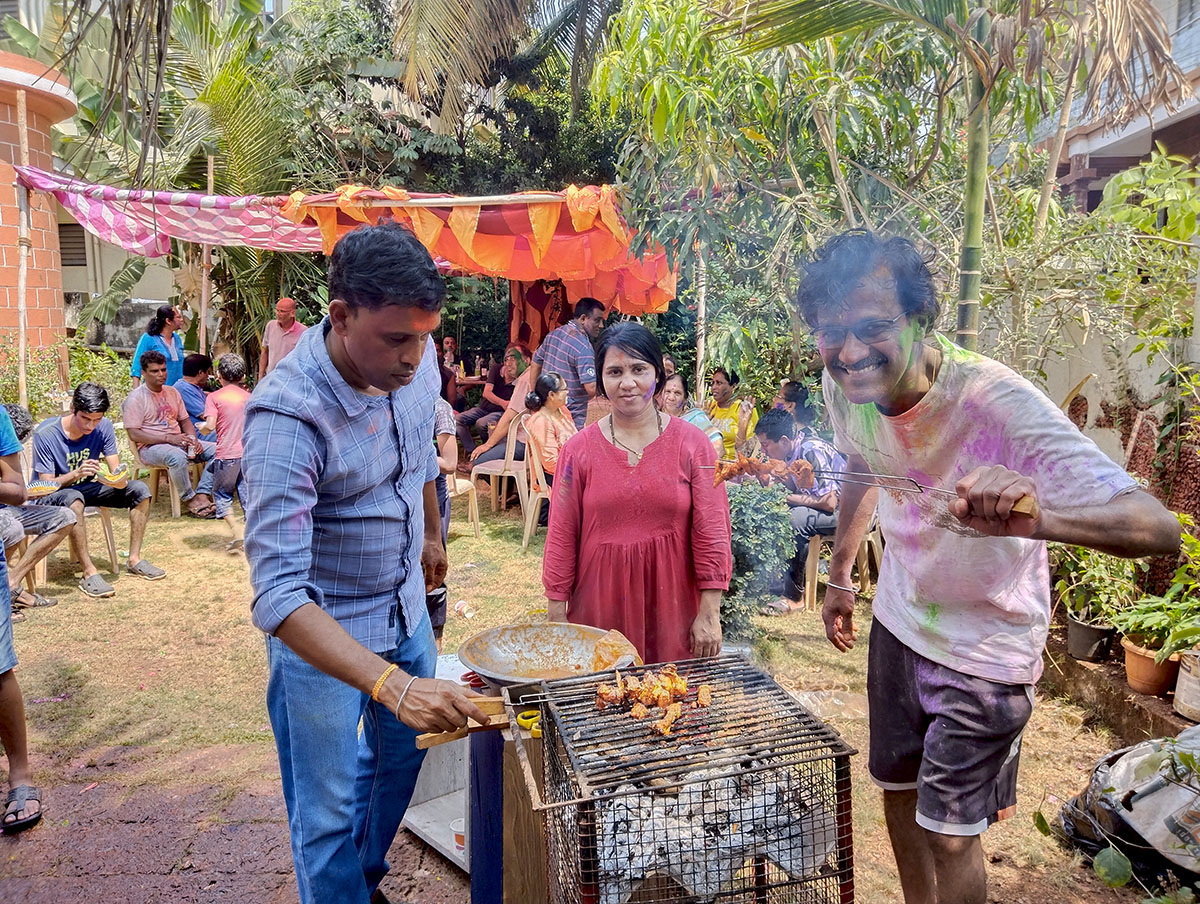 Holi celebrations in progress.